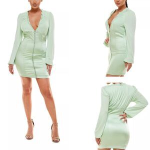 Bebe Puff Sleeve Mini Dress Corset Satin Twill Flowy Sleeve Size S NWT Zipper